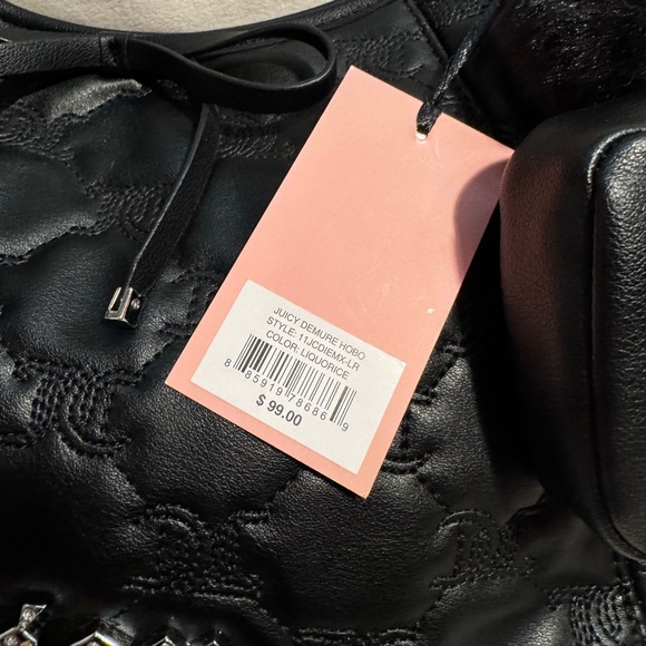 Juicy Couture Black Demure Hobo Style Shoulder Bag NWT - Picture 5 of 16